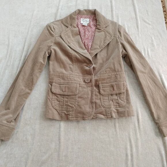 Har Moneh Corduroy Tan Peacoat Blazer Jacket Size Large - Picture 1 of 7